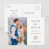 Carte Postale Faire-part Élégant Simple Printemps Enregistrer La Date Maria (Devant / Derrière)