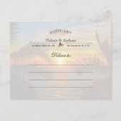 Carte Postale Faire-part Elégant String Lights Sunset Summer Beach Mariage (Dos)