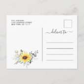 Carte Postale Faire-part Élégant Sunflower Eucalyptus Graduation Party (Dos)