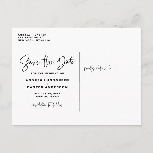 Carte Postale Faire-part Élégant Superposition Photo Dessinée à la Main Sav (Dos)