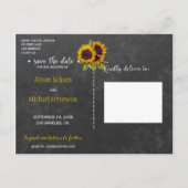 Carte Postale Faire-part Elégant tournesol rustique chute enregistrer date  (Dos)