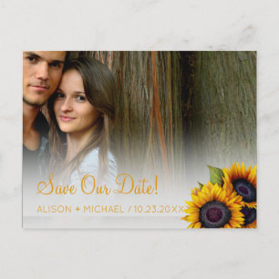 Carte Postale Faire-part Elégant tournesol rustique photo mariage enregistr