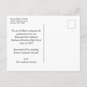 Carte Postale Faire-part Élégant violet violet or Script photo Graduation (Dos)