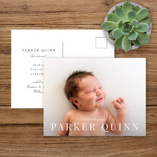 Carte Postale Faire-part Élégante Annonce de Naissance avec Typographie Chi