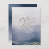 Carte Postale Faire-part Elégante aquarelle dans le Mariage Surf Enregistre (Devant / Derrière)