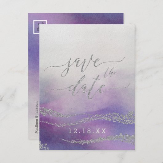 Carte Postale Faire-part Elégante aquarelle dans Mariage d'orchidées Enregi (Devant / Derrière)