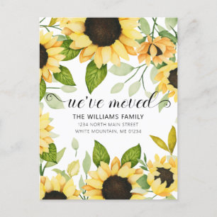 Carte Postale Faire-part Elégante aquarelle de tournesol jaune qui bouge