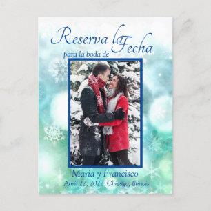 Carte Postale Faire-part Élégante Aquarelle Flocon de Neige Réserve la Date