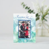 Carte Postale Faire-part Élégante Aquarelle Flocon de Neige Réserve la Date (Debout devant)