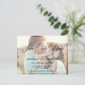 Carte Postale Faire-part Élégante calligraphie Mariage Enregistrer la date (Debout devant)