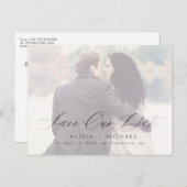 Carte Postale Faire-part Elégante calligraphie mariage photo enregistrer no (Devant / Derrière)