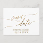 Carte Postale Faire-part Élégante calligraphie or Enregistrer la date (Devant)