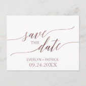 Carte Postale Faire-part Élégante calligraphie or Rose Enregistrer la date (Devant)