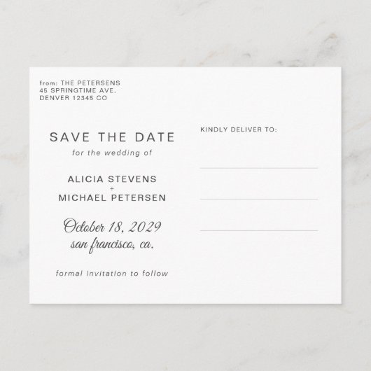 Carte Postale Faire-part Élégante calligraphie photo de mariage enregistrer (Dos)