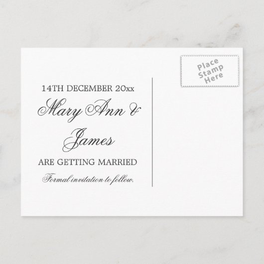 Carte Postale Faire-part Élégante Économie de Date Couronne Royale Bleue (Dos)