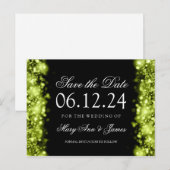 Carte Postale Faire-part Élégante Économie de Date Lumières Étincelantes Li (Devant / Derrière)