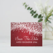 Carte Postale Faire-part Élégante Économisez La Date Vague Étincelante Roug (Debout devant)