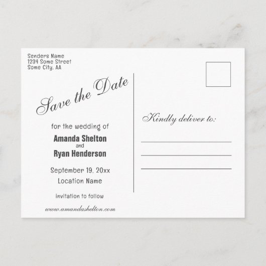 Carte Postale Faire-part Elégante Fleurs Jaunes Mariage Enregistrer la date (Dos)