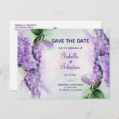 Carte Postale Faire-part Elégante Lilac Fleurs Mariage Enregistrer La Date (Devant / Derrière)