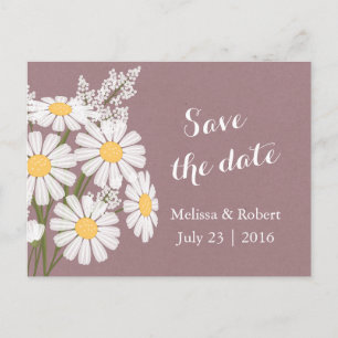 Carte Postale Faire-part Élégante marguerite florale blanche rose Enregistr