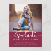 Carte Postale Faire-part Élégante Moderne Photo de Diplôme en Bourgogne ave (Devant)