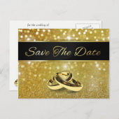 Carte Postale Faire-part Élégante Parties scintillant Mariage anneaux Enreg (Devant / Derrière)