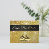 Carte Postale Faire-part Élégante Parties scintillant Mariage anneaux Enreg (Debout devant)