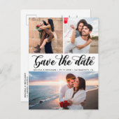 Carte Postale Faire-part Élégante Photo de Calligraphie Mariage Enregistrer (Devant / Derrière)