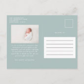 Carte Postale Faire-part Élégante photo d'faire-part de naissance bleue min (Dos)