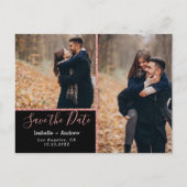 Carte Postale Faire-part Élégante Photo Rose Noire Pailletée Enregistrer la (Devant)