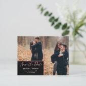 Carte Postale Faire-part Élégante Photo Rose Noire Pailletée Enregistrer la (Debout devant)