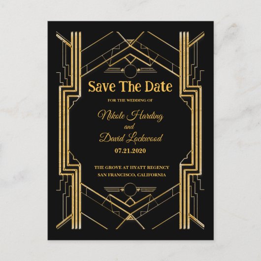 Carte Postale Faire-part Élégante Porte Art Déco Enregistrer La Date (Devant)