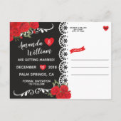 Carte Postale Faire-part Élégante Rose Espagnole & Dentelle Économisez La D (Dos)