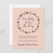 Carte Postale Faire-part Élégante Simplicité Grossesse Fleurs Et Bourgeons (Devant / Derrière)