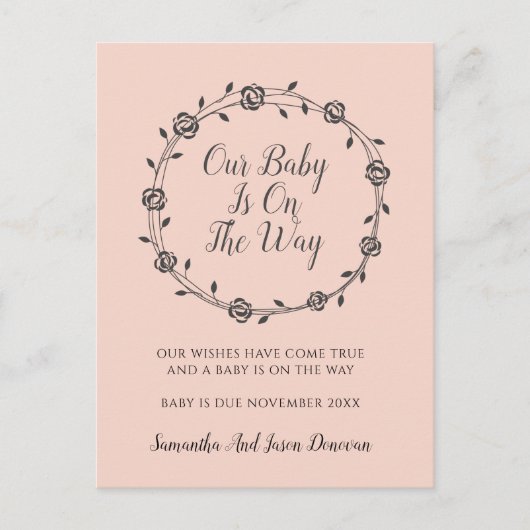 Carte Postale Faire-part Élégante Simplicité Grossesse Fleurs Et Bourgeons (Devant)