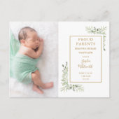 Carte Postale Faire-part Elégante verdure Aquarelle Bébé Photo Naissance (Devant)