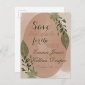 Carte Postale Faire-part Élégante verdure botanique (Devant / Derrière)