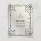 Carte Postale Faire-part élégantes volutes moderne mariage à retenir la dat (Devant)