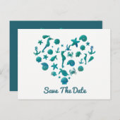 Carte Postale Faire-part Éléments de Plage Aquarelle Bleue Moderne Faire Pa (Devant / Derrière)