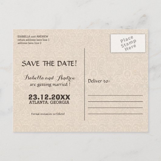Carte Postale Faire-part Elephant Love enregistrer la date (Dos)