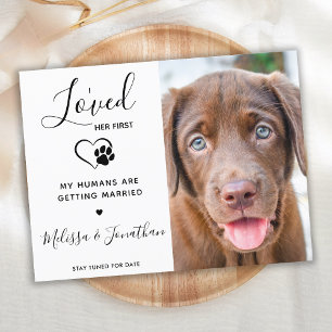 Carte Postale Faire-part Elle a aimé son premier chien de mariage moderne p
