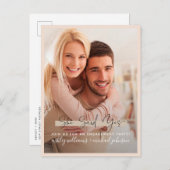 Carte Postale Faire-part Elle a dit oui Calligraphie Photo Fiançailles Blus (Devant / Derrière)