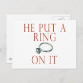 Carte Postale Faire-part Elle a mis un anneau dessus Mariée (Devant / Derrière)