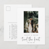 Carte Postale Faire-part Elopement de script moderne lié à la photo de noeu (Devant / Derrière)