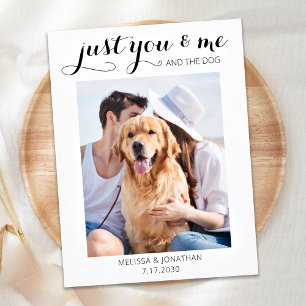 Carte Postale Faire-part Elopement photo moderne juste marié chien Mariage