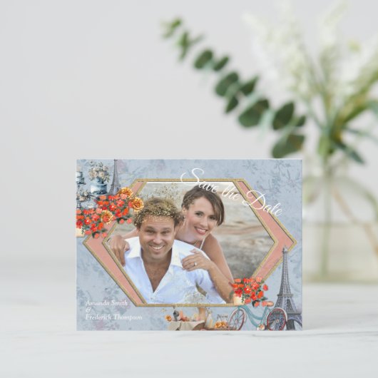 Carte Postale Faire-part Embrassez le pays français en bleu pâle (Debout devant)