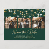 Carte Postale Faire-part Emerald Green et Gold Mariage Photo Enregistrer la (Devant)