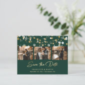 Carte Postale Faire-part Emerald Green et Gold Mariage Photo Enregistrer la (Debout devant)
