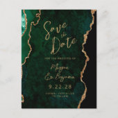 Carte Postale Faire-part Emerald Green Gold Agate QR Code Enregistrer la da (Devant)