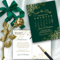 Emerald Green Gold Wedding Enregistrer le calendri
